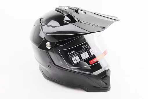 Шолом кросовий/ендуро/АТV зі склом BLD-819-7 М (57-58см), ЧОРНИЙ глянець, FIX-206646