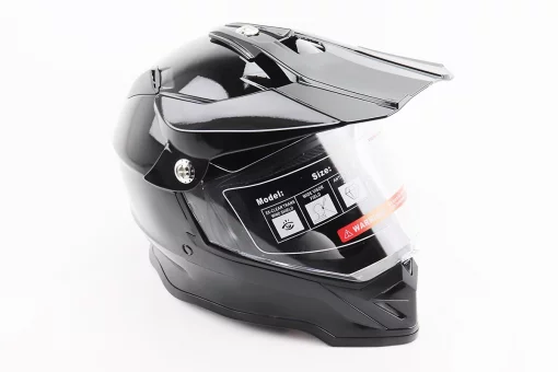 Шолом кросовий/ендуро/АТV зі склом BLD-819-7 S (55-56см), ЧОРНИЙ глянець, FIX-206647