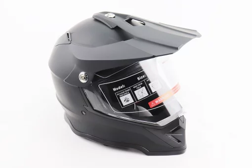 Шлем кроссовый/эндуро/АТV со стеклом BLD-819-7 S (55-56см), ЧЕРНЫЙ матовый, FIX-206650