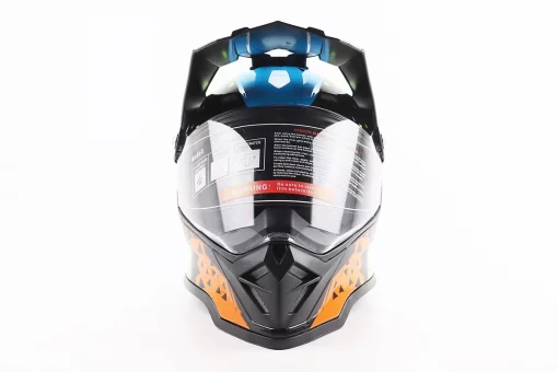 Шлем кроссовый/эндуро/АТV со стеклом BLD-819-7 L (59-60см), ЧЕРНЫЙ/ЖЕЛТО-СИНИЙ, FIX-206651