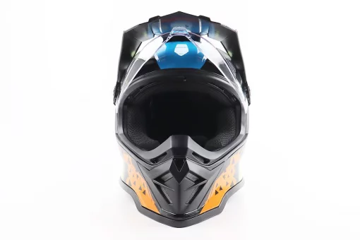 Шлем кроссовый/эндуро/АТV со стеклом BLD-819-7 L (59-60см), ЧЕРНЫЙ/ЖЕЛТО-СИНИЙ, FIX-206651