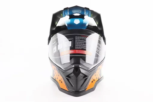 Шлем кроссовый/эндуро/АТV со стеклом BLD-819-7 М (57-58см), ЧЕРНЫЙ/ЖЕЛТО-СИНИЙ, FIX-206652