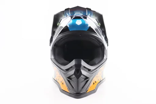 Шлем кроссовый/эндуро/АТV со стеклом BLD-819-7 М (57-58см), ЧЕРНЫЙ/ЖЕЛТО-СИНИЙ, FIX-206652