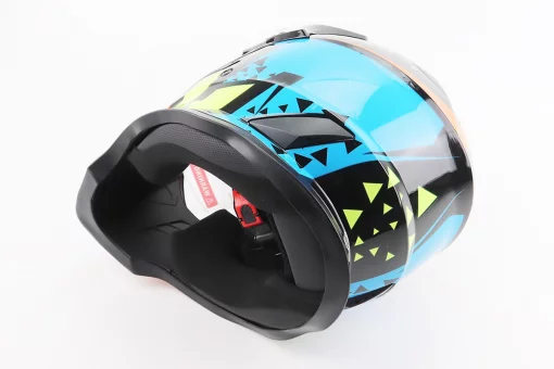 Шлем кроссовый/эндуро/АТV со стеклом BLD-819-7 S (55-56см), ЧЕРНЫЙ/ЖЕЛТО-СИНИЙ, FIX-206653