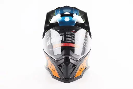 Шлем кроссовый/эндуро/АТV со стеклом BLD-819-7 S (55-56см), ЧЕРНЫЙ/ЖЕЛТО-СИНИЙ, FIX-206653