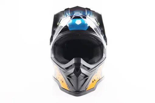 Шлем кроссовый/эндуро/АТV со стеклом BLD-819-7 S (55-56см), ЧЕРНЫЙ/ЖЕЛТО-СИНИЙ, FIX-206653