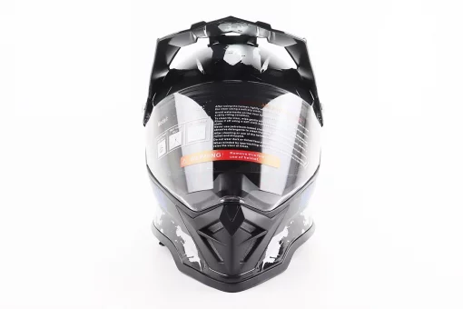 Шлем кроссовый/эндуро/АТV со стеклом BLD-819-7 L (59-60см), ЧЕРНЫЙ/СЕРО-СИНИЙ, FIX-206654