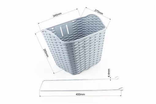 Корзина багажная передняя 28" с крышкой, пластмассовая, серая TH-059, FIX-409612