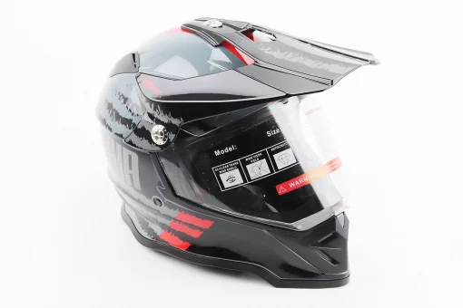 Шолом кросовий/ендуро/АТV зі склом BLD-819-7 L (59-60см), ЧОРНИЙ/СІРО-ЧЕРВОНИЙ, FIX-206657