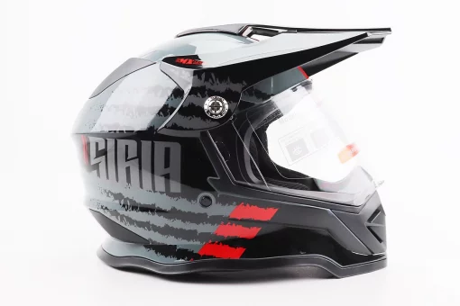 Шлем кроссовый/эндуро/АТV со стеклом BLD-819-7 М (57-58см), ЧЕРНЫЙ/СЕРО-КРАСНЫЙ, FIX-206658