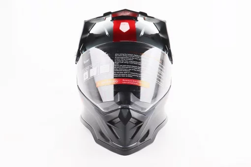 Шлем кроссовый/эндуро/АТV со стеклом BLD-819-7 М (57-58см), ЧЕРНЫЙ/СЕРО-КРАСНЫЙ, FIX-206658