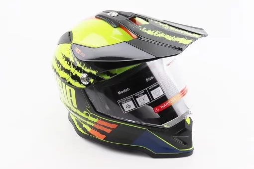 Шлем кроссовый/эндуро/АТV со стеклом BLD-819-7 L (59-60см), ЧЕРНЫЙ/ЖЕЛТО-ОРАНЖЕВЫЙ, FIX-206660