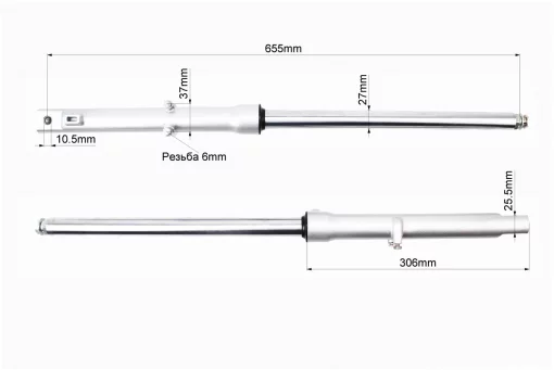 Амортизатор передний (перья), лев., прав. к-кт L-655мм; d-27мм, ось 10мм, FIX-319107