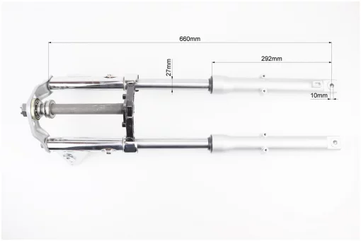 Амортизатор передний (перья), лев., прав. к-кт L-660мм; d-27мм + траверс + крепление фары, тип 1, FIX-319203