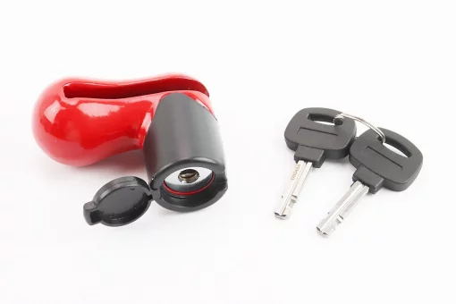 Замок протиугінний на гальмівний диск під ключ, червоно-чорний TY115, FIX-409688
