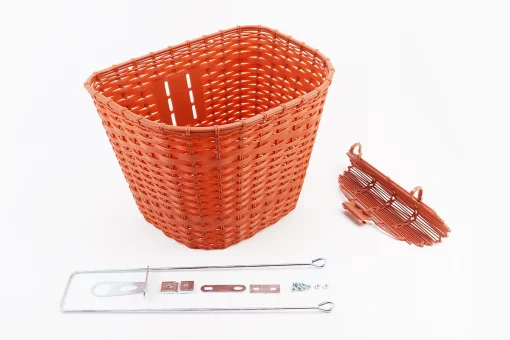 Корзина багажная передняя 26" с крышкой, пластмассовая, коричневая TH-057, FIX-409701