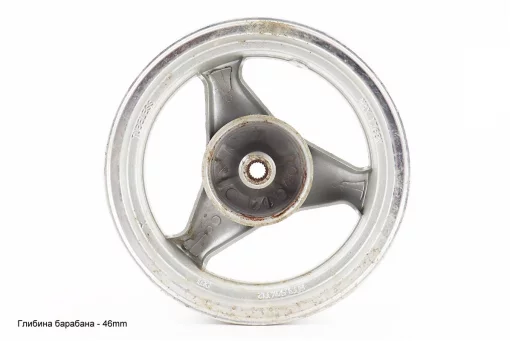 Диск задній литий MT3,50x12 Z18 для 2Т (диск гальм. 3 болти) "3 промені" сірий (З НАЛЬОТОМ, див. фото №5), FIX-306012