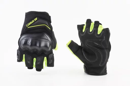Перчатки мотоциклетные без пальцев L-Чёрно-Салатовые, FIX-355101