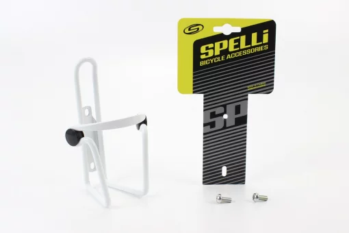 Флягодержатель алюминиевый с пластмассовыми вставками, крепл. на раму, белый SBC-103, FIX-409727