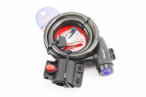 Замок протиугінний тросовий 1200х12мм під ключ, кріплення за трубу сидіння, TY588E, FIX-409728