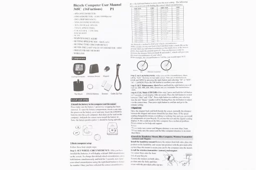 Велокомпьютер 15-функций, беспроводной, влагозащитный, чёрный (без батареек) Crosser 368С, FIX-998967