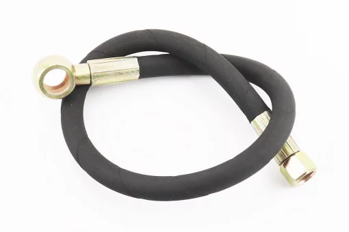 Шланг гидравлический (L-66см, фитинг1 под болт D-18mm, фитинг2 прямой, гайка М16), FIX-998968