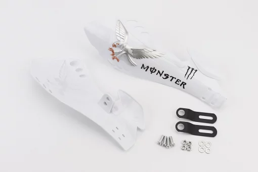 Захист для рук лів., прав. к-кт 2шт "MONSTER ENERGY" БІЛИЙ тип2, FIX-337032