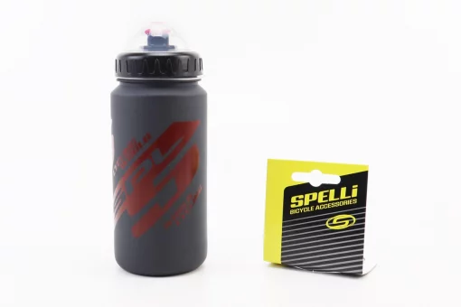 Фляга пластиковая 600мл, с защитной крышкой, чёрно-красная матовая SWB-528-М, FIX-409766