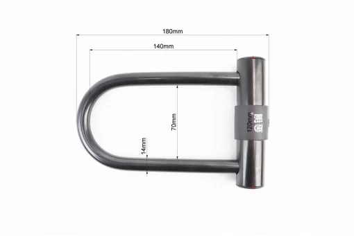 Замок протиугінний U-подібний 120x180 (70х140)мм, товщина скоби 14мм під ключ, чорний T603, FIX-409772