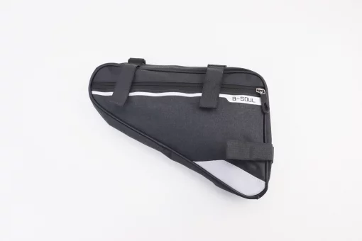 Сумка под раму треугольная 350х290х200мм, крепл. на липучке, влагозащитная, светоотражающие полосы, чёрная, FIX-409781