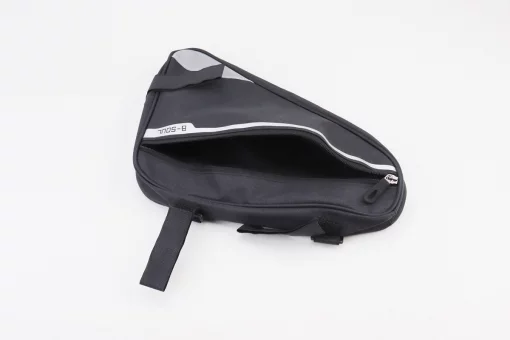 Сумка под раму треугольная 350х290х200мм, крепл. на липучке, влагозащитная, светоотражающие полосы, чёрная, FIX-409781