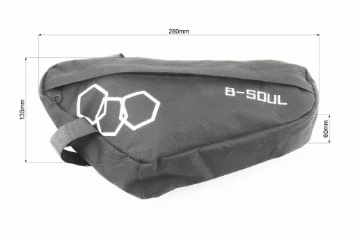 Сумка передняя под раму треугольная 280х135х60мм, крепл. на липучке, влагозащитная, чёрная, FIX-409782