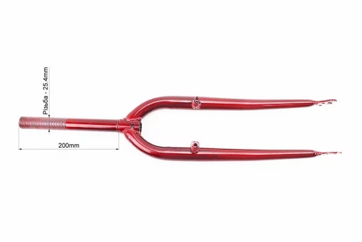 Вилка 26" з різьбою 1" (25,4мм), шток 200мм, V-brake, червона, FIX-208213