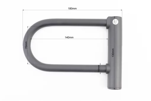 Замок протиугінний U-подібний 130x180 (70х140)мм, товщина скоби 14мм під ключ, чорний 607, FIX-409816