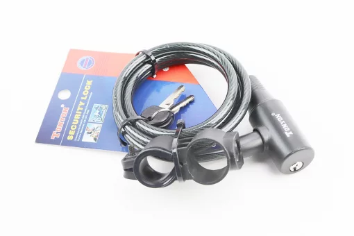 Замок противоугонный тросовый 1500х8мм под ключ, крепл. за трубу сидения, TY505, FIX-409880