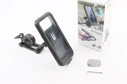 Держатель-чехол телефона 175х82мм на руль, сенсорная пленка, регулируемый угол настройки 360&deg;, внутренняя магнитная фиксация