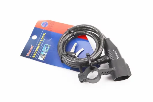 Замок противоугонный тросовый 1000х8мм под ключ, крепл. за трубу сидения, TY520, FIX-409964