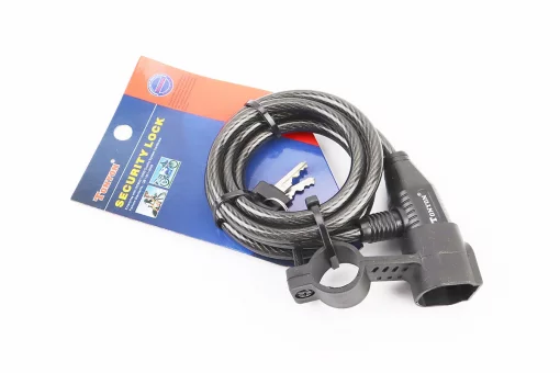 Замок протиугінний тросовий 1500х8мм під ключ, кріплення за трубу сидіння, TY520, FIX-409965