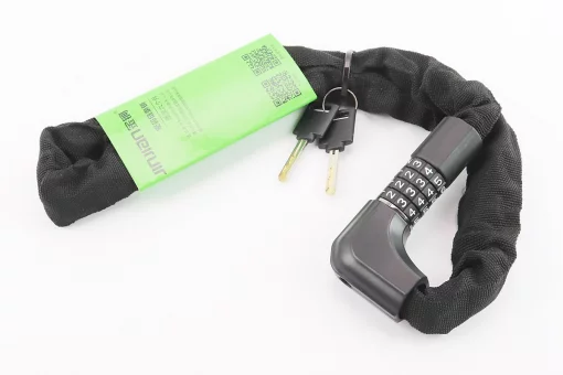 Замок противоугонный цепной 1000х6мм с 4-х значным кодом + ключ, черный 741, FIX-409983