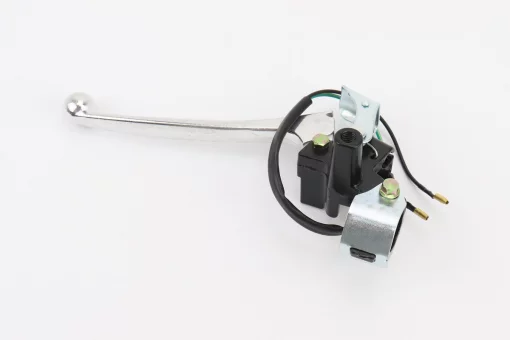 Важіль керма лівий з кріпленням під дзеркало (М8 права) GY6 50-100, важіль з стоянковим гальмом, ХРОМ, FIX-337418