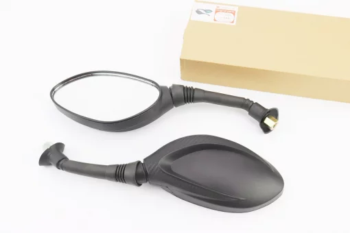 Зеркала к-кт DIO- черные с карбоновой вставкой "капли", м8 "длинная ножка в чехле резиновом" (ССС - знак качества), от 10шт -10%,