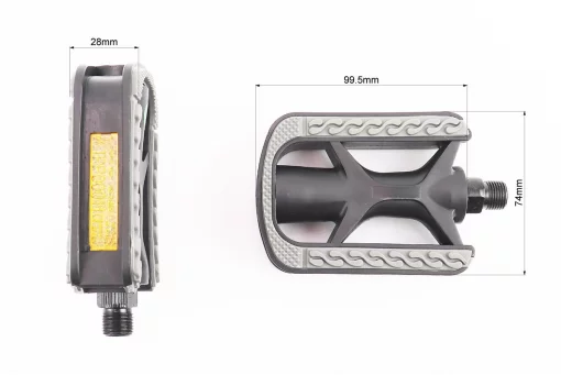 Педали CITY 9/16" (105.5x74x26mm) пластиковые, чёрно-серые NW-88, FIX-403270