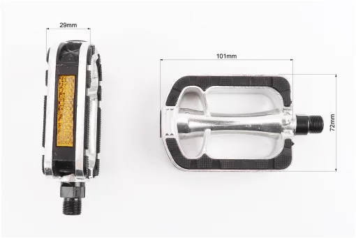Педали CITY 9/16" (112x72x25mm) алюминиевые, серебристо-чёрные NWL-369RL, FIX-403271