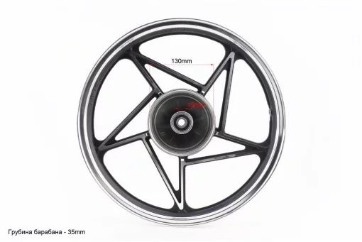 Диск колесный задний литой 18Х1,85 "под резинки" Viper-125J ЧЕРНЫЙ (ось 15мм), FIX-321013