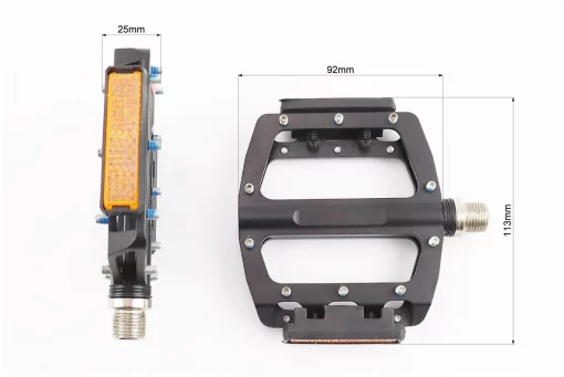 Педали MTB широкие 9/16" (101x98x16mm) со съёмными шипами, 2 пром-подшипника (6*13*5), алюминиевые, чёрные NWL-506B, FIX-411112