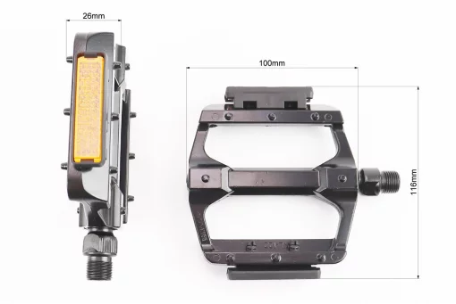 Педали MTB широкие 9/16" (113x100x21.5mm) алюминиевые, чёрные NWL-122L, FIX-411113