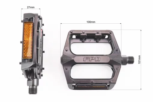 Педали MTB широкие 9/16" (108x100x24mm) алюминиевые, чёрные NWL-219, FIX-411114