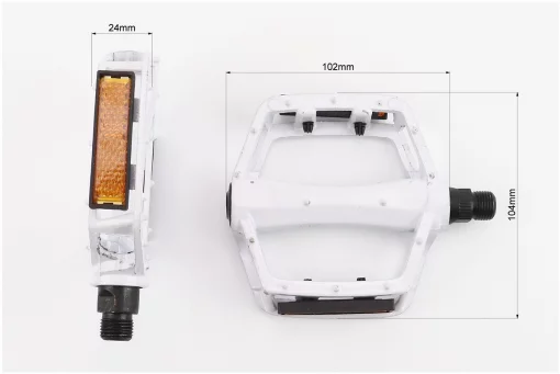 Педали MTB широкие 9/16" (107x100x25mm) алюминиевые, белые YT-008, FIX-403375