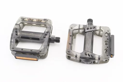 Педали MTB широкие 9/16" (102x97x26mm) поликарбонатные, чёрно-прозрачные NW-366PC, FIX-411122