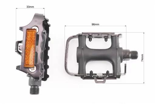 Педалі MTB 9/16" (100x75x33mm) пластико-алюмінієві, чорні LU-933, FIX-411135